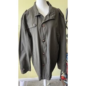 Wantdo Olive Green Utility Jacket Size XL Cotton Lined Button Zip Coat Pockets